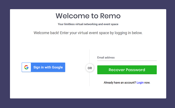Remoのパスワードリセット画面