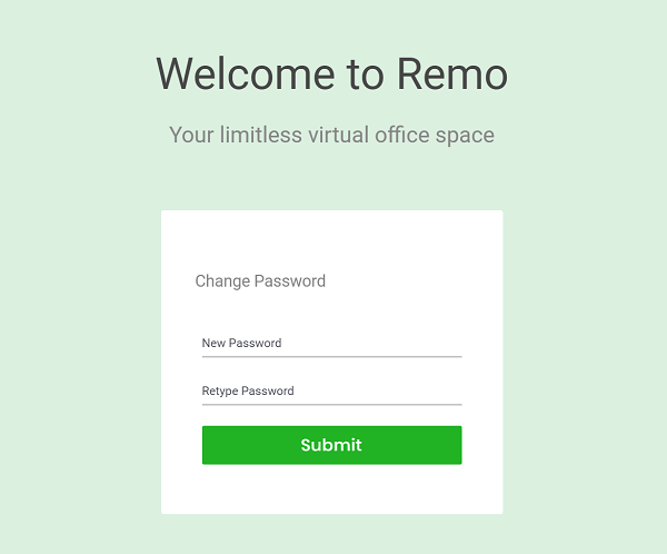 Remoのパスワードリセット画面