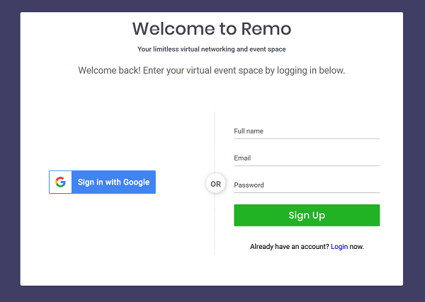 Remoのアカウント登録画面